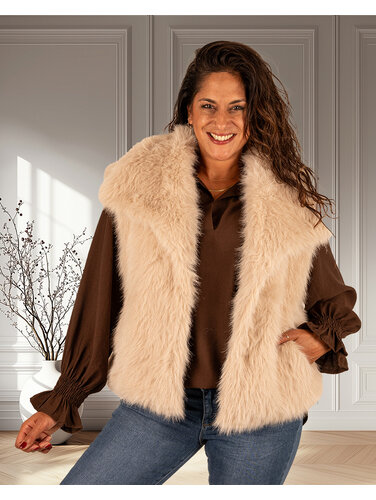 El-Vita Beige faux fur bodywarmer