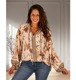 El-Vita Ecru bloemenprint blouse