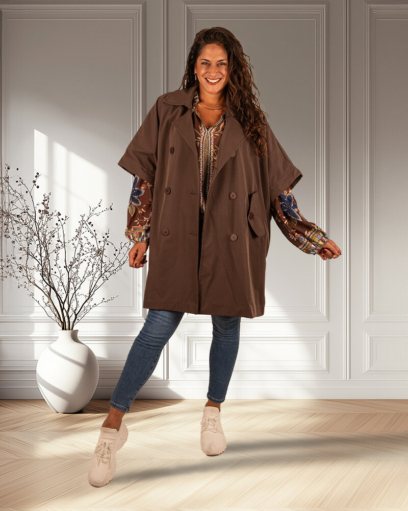 Donkerbruine trenchcoat van Zeta Otto
