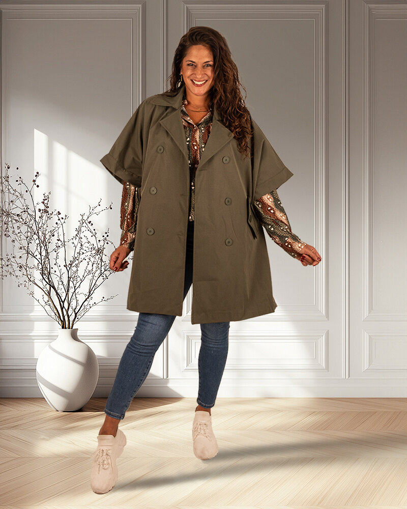 Legergroene trenchcoat van Zeta Otto