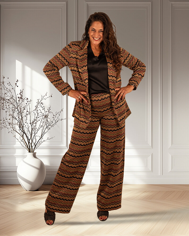 Bruine print blazer van Forza