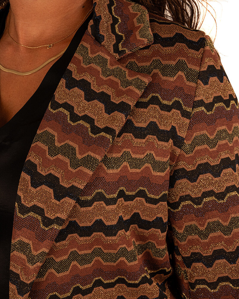 Bruine print blazer van Forza