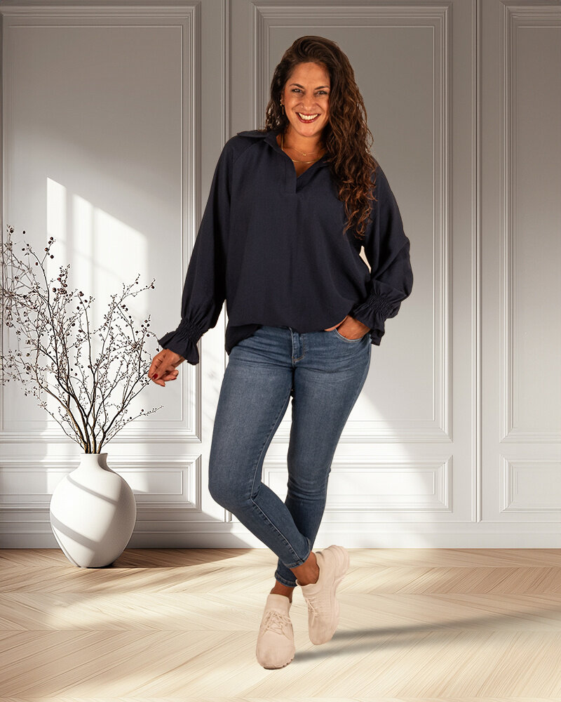Donkerblauwe blouse van Gemma Ricceri