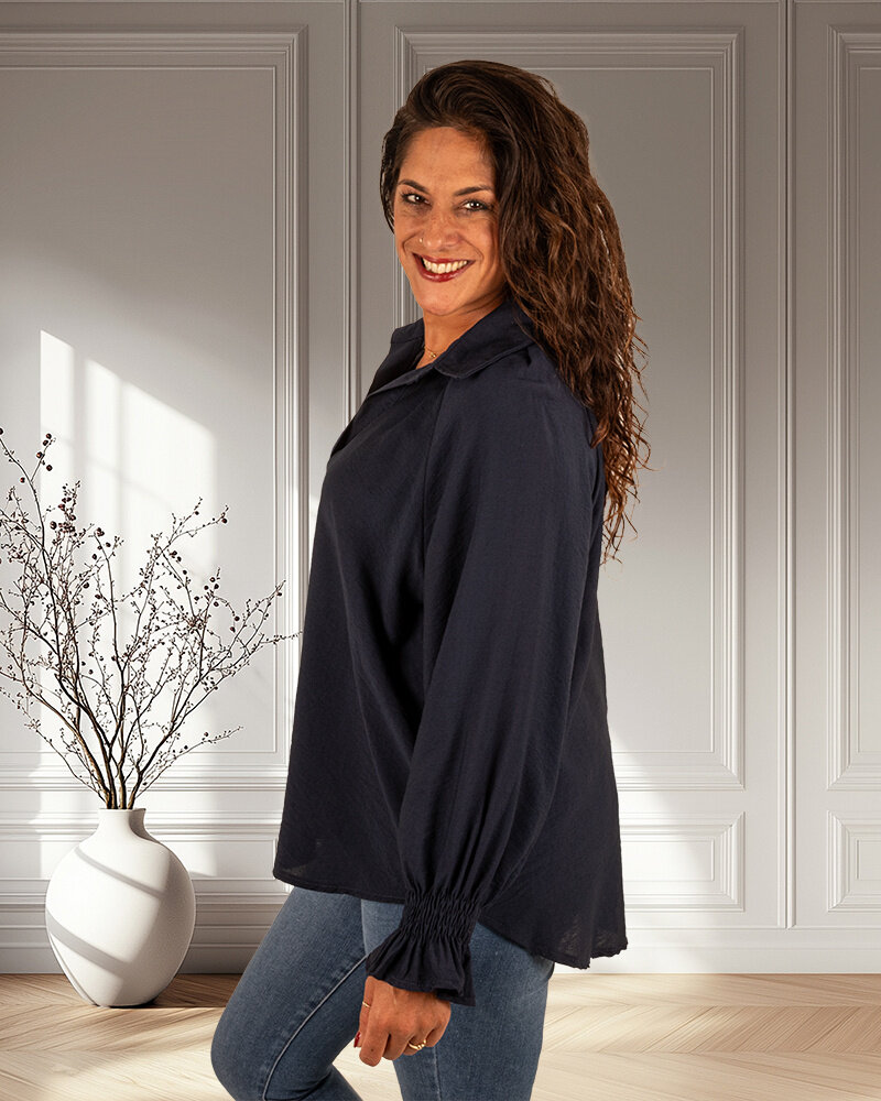 Donkerblauwe blouse van Gemma Ricceri