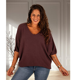 Triple Nine Aubergine trui vleermuismouw
