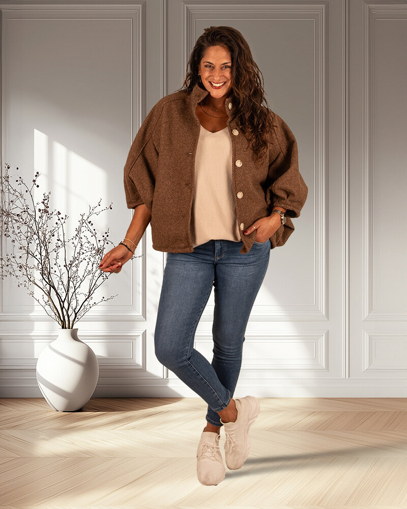 Beige trui vleermuismouw van Triple Nine