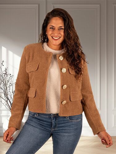 Camel kort jasje van El-Vita