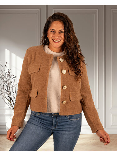 Camel kort jasje van El-Vita