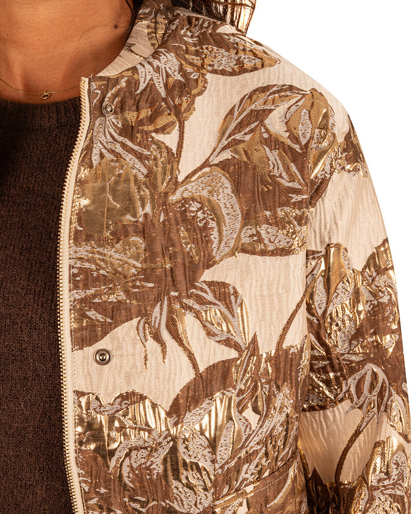Bruin/goud bloemen jasje van Papillonne