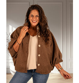 New Collection Bruine jas 3/4 vleermuismouw