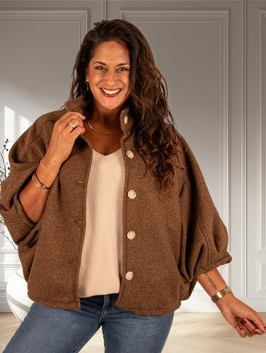 New Collection Bruine jas 3/4 vleermuismouw