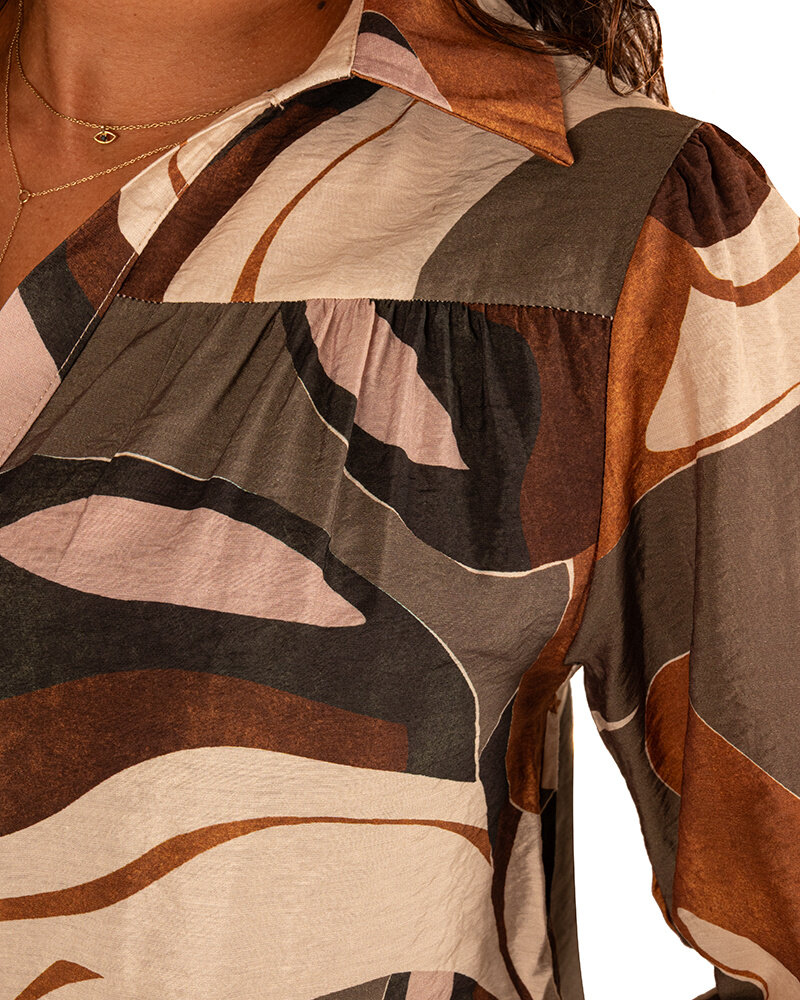 Groen/beige print blouse Vera Jo