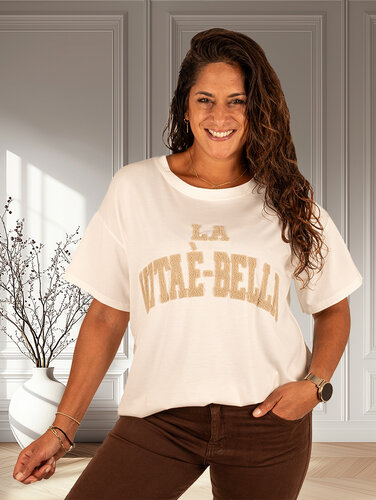 Gemma Ricceri Off-white shirt beige print