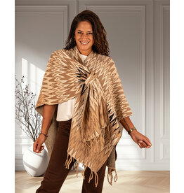 Gemma Ricceri Beige zig-zag print poncho