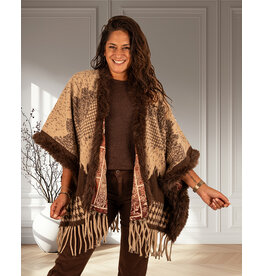 Gemma Ricceri Beige/bruin print poncho