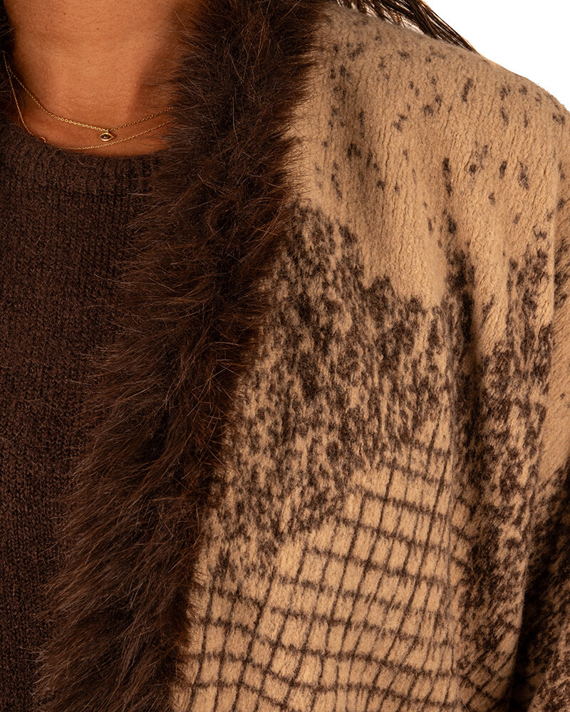 Beige/bruin print poncho van Gemma Ricceri