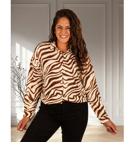 Ecru/bruin zebraprint blouse