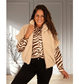 Gemma Ricceri Beige teddy jasje korte mouw