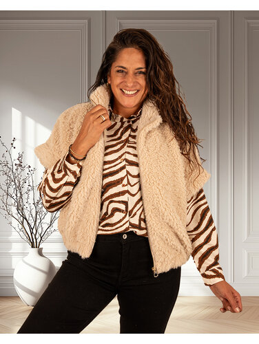 Gemma Ricceri Beige teddy jasje korte mouw