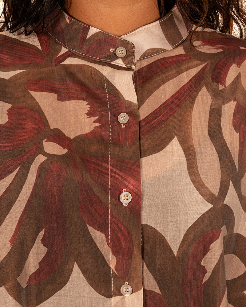 Beige/bruin print blouse  van Lamiar