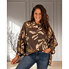 Bruin/groen/beige print blouse  van Lamiar