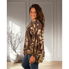 Bruin/groen/beige print blouse  van Lamiar