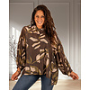 Bruin/groen/beige print blouse  van Lamiar