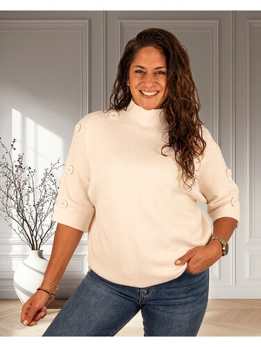 Ecru trui met knopen