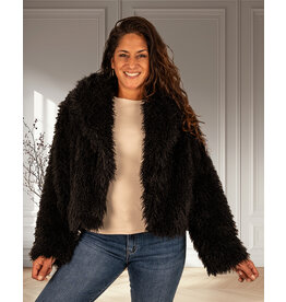 Zwart fluffy jasje