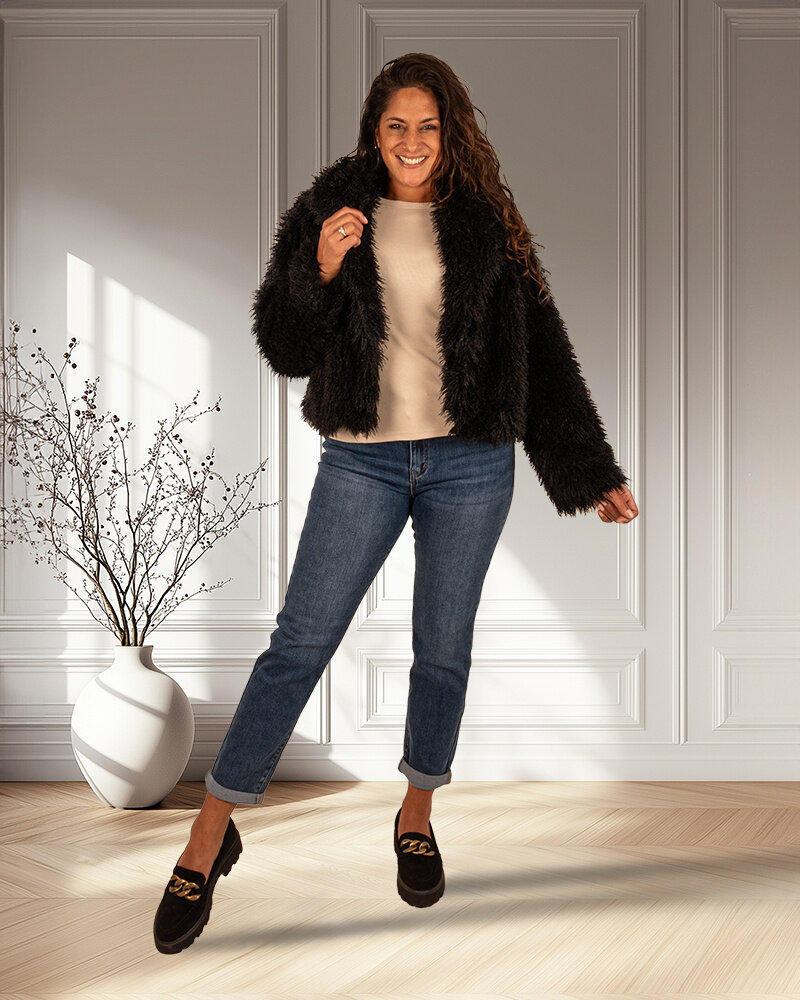 Zwart fluffy jasje van Saison Nandi