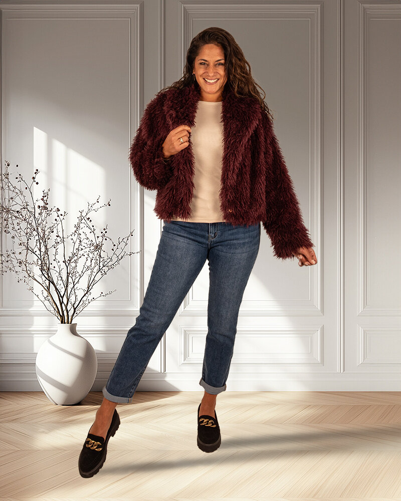 Bordeaux fluffy jasje van Saison Nandi