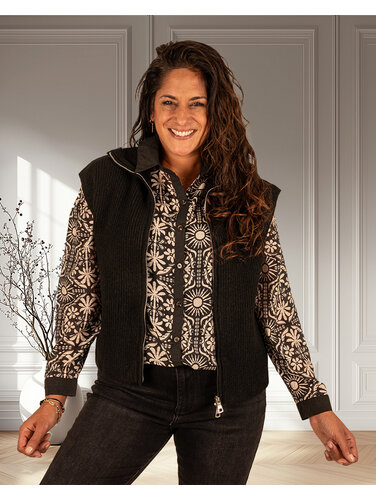 Azzurro Zwart mouwloos vest