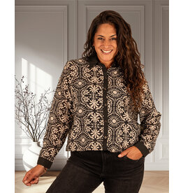 Zwart/ecru print blouse
