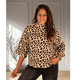 Beige/bruin panterprint trui