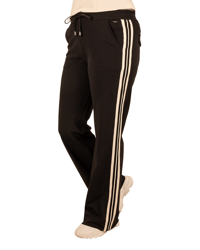Zwarte travelstof pantalon met bies van Mi Piace