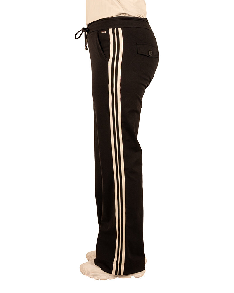 Zwarte travelstof pantalon met bies van Mi Piace