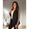 Zwarte halflange travelstof blazer met bies van Mi Piace