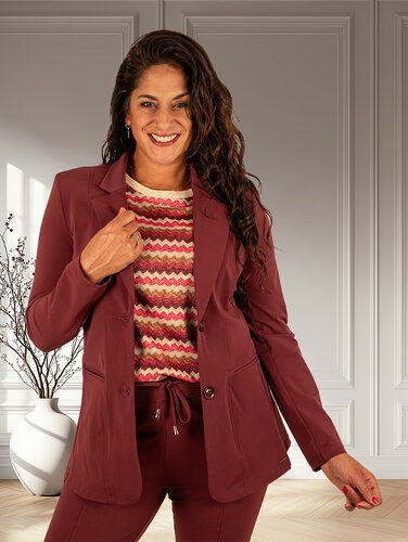 Mi  Piace Bordeaux halflange travelstof blazer van Mi Piace