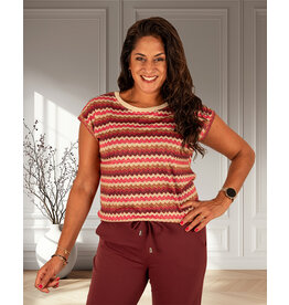 Bordeaux/roze zigzag shirt