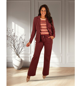 Mi  Piace Bordeaux  travelstof pantalon met rechte pijp