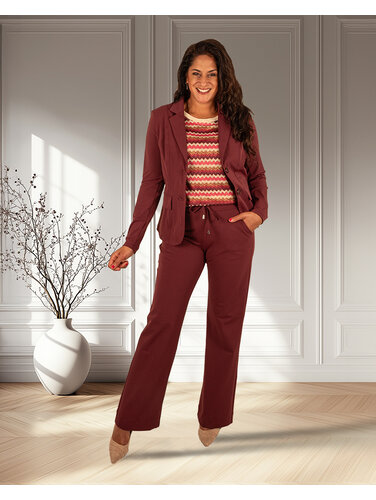 Mi  Piace Bordeaux  travelstof pantalon met rechte pijp