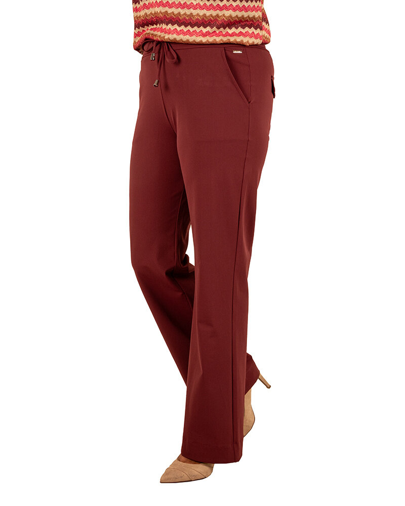Bordeaux  travelstof pantalon met rechte pijp van Mi Piace
