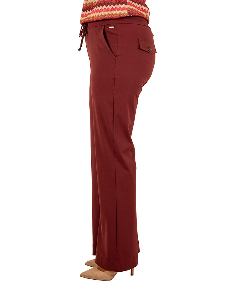 Bordeaux  travelstof pantalon met rechte pijp van Mi Piace