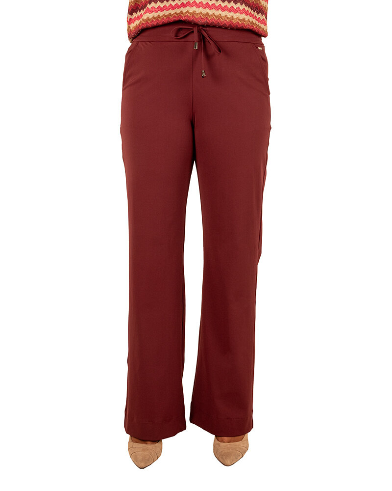 Bordeaux  travelstof pantalon met rechte pijp van Mi Piace
