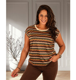 Groen/bruin zigzag shirt