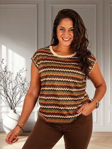 Groen/bruin zigzag shirt