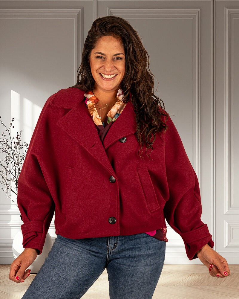 Bordeaux jas vleermuismouw van New Collection