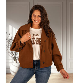 New Collection Bruine jas vleermuismouw