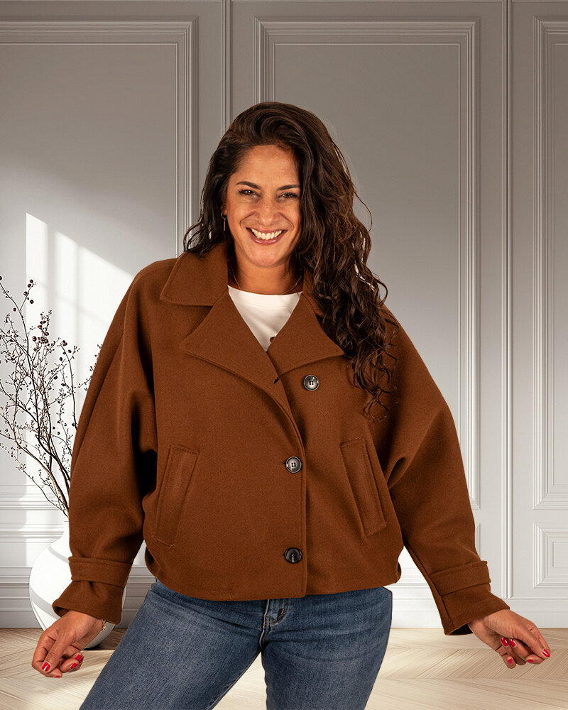 Bruine jas vleermuismouw van New Collection