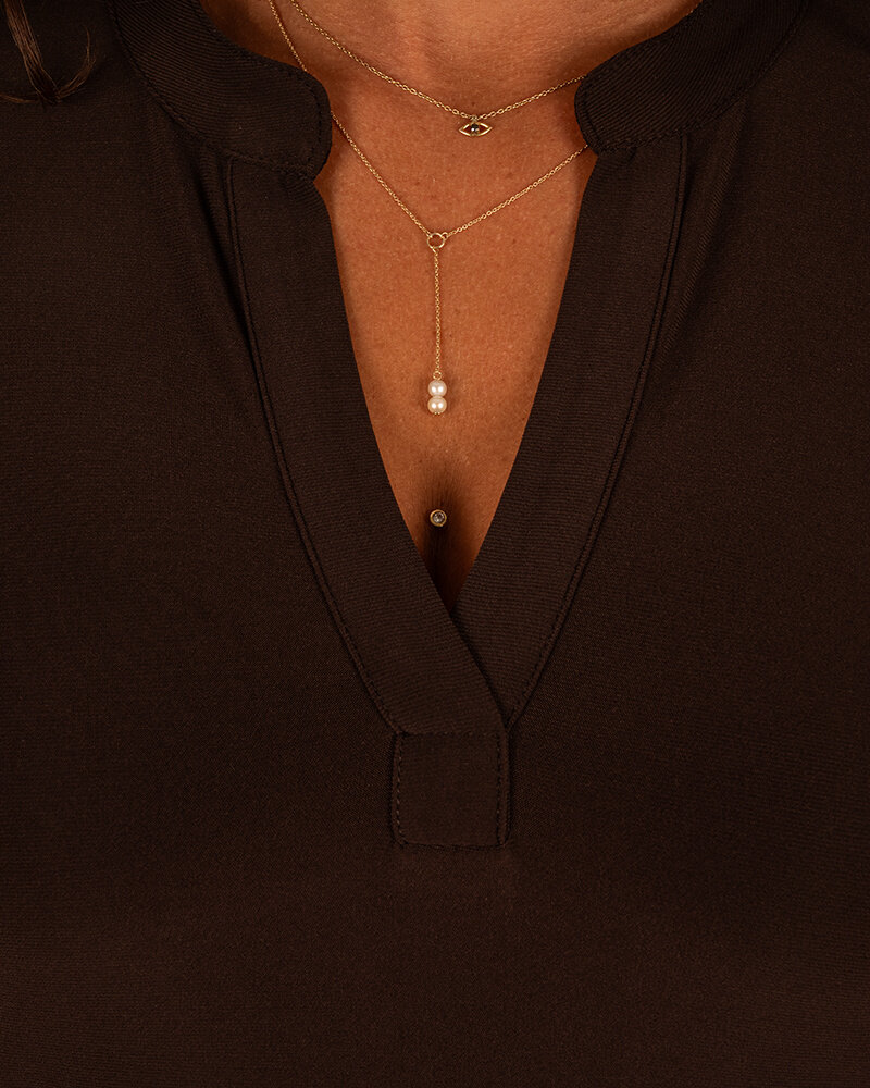 Donkerbruine travelstof jurk/tuniek van Angelle Milan